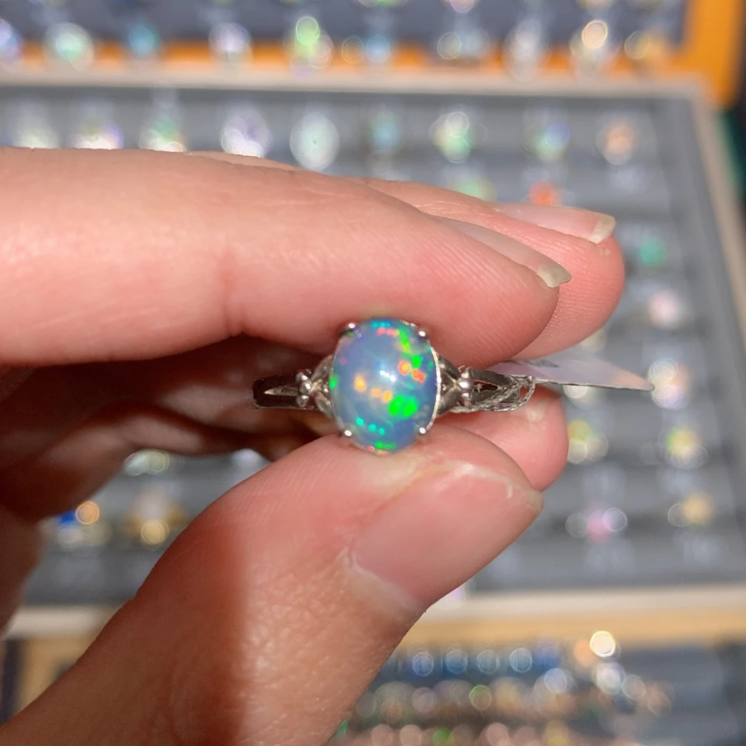 银S925镶嵌欧泊欧泊戒指y