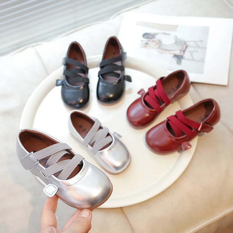 3-6岁女童芭蕾单鞋春季浅口软韩版弹力绳绑带玛丽珍豆豆鞋