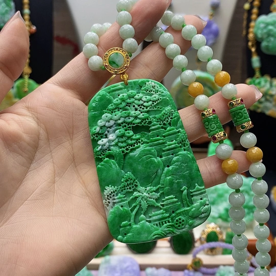 翡翠未镶嵌颈饰天然