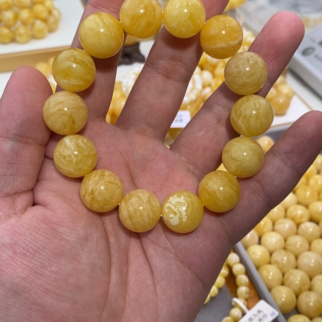 蜜蜡未镶嵌手串虎皮妖花16➕