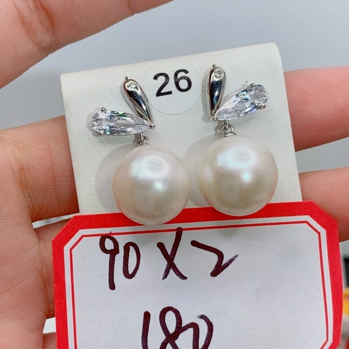 银S925镶嵌淡水珍珠耳饰13➕