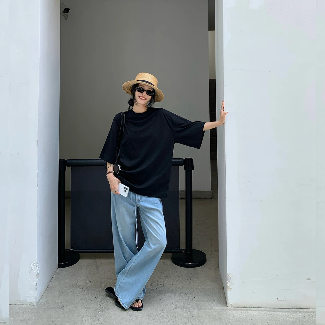 左边女装全棉宽松体恤上衣2025夏季新款男女同款短袖T恤