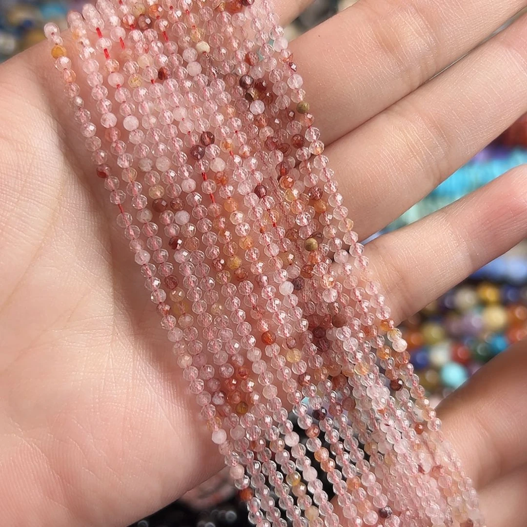 玛瑙/玉髓未镶嵌珠宝半成品s231 天然胶花米珠3m刻面
