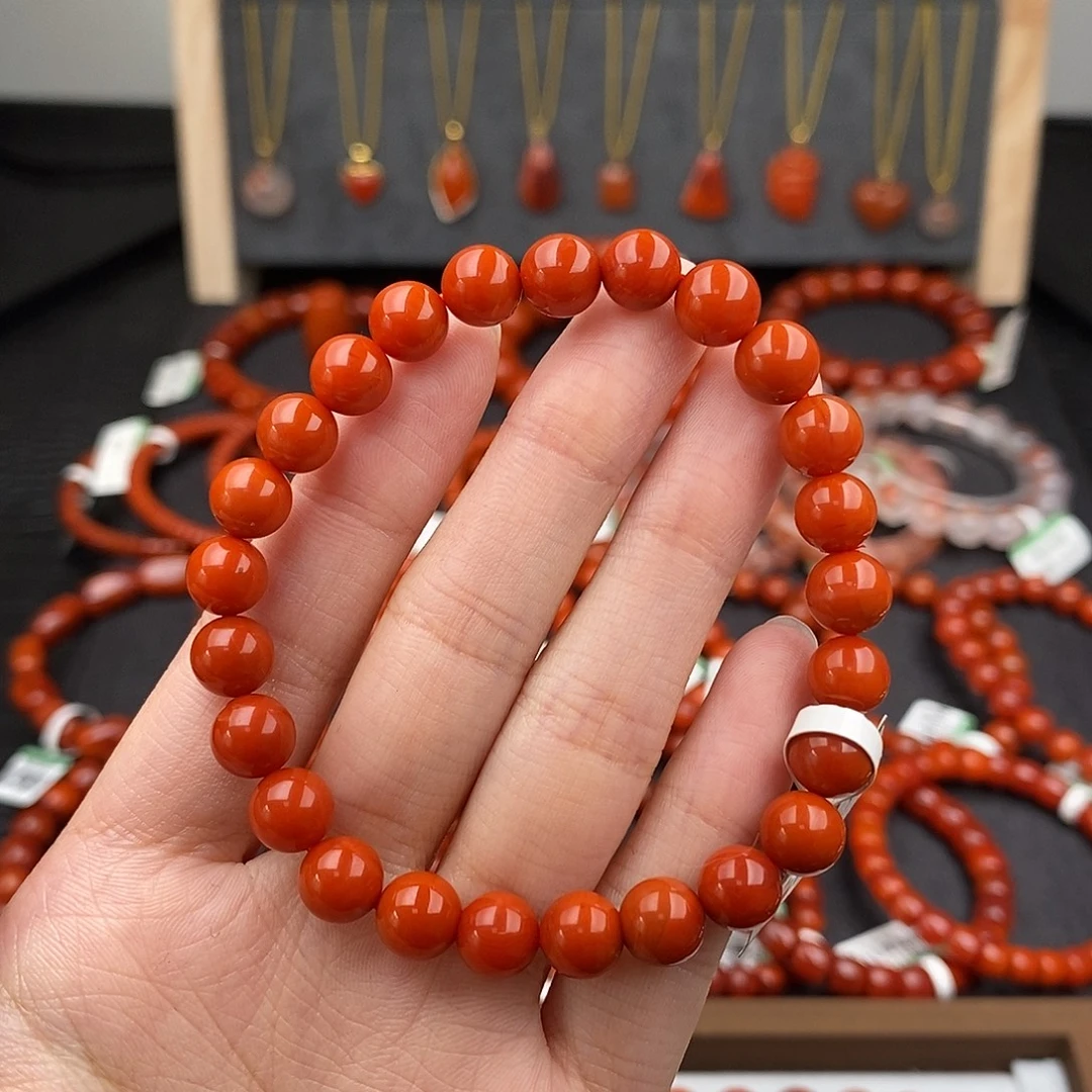 南红玛瑙未镶嵌四川凉山单圈手串7.8mm