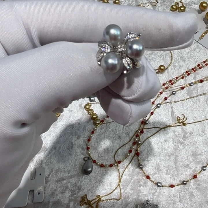 海水珍珠戒指银S925镶嵌