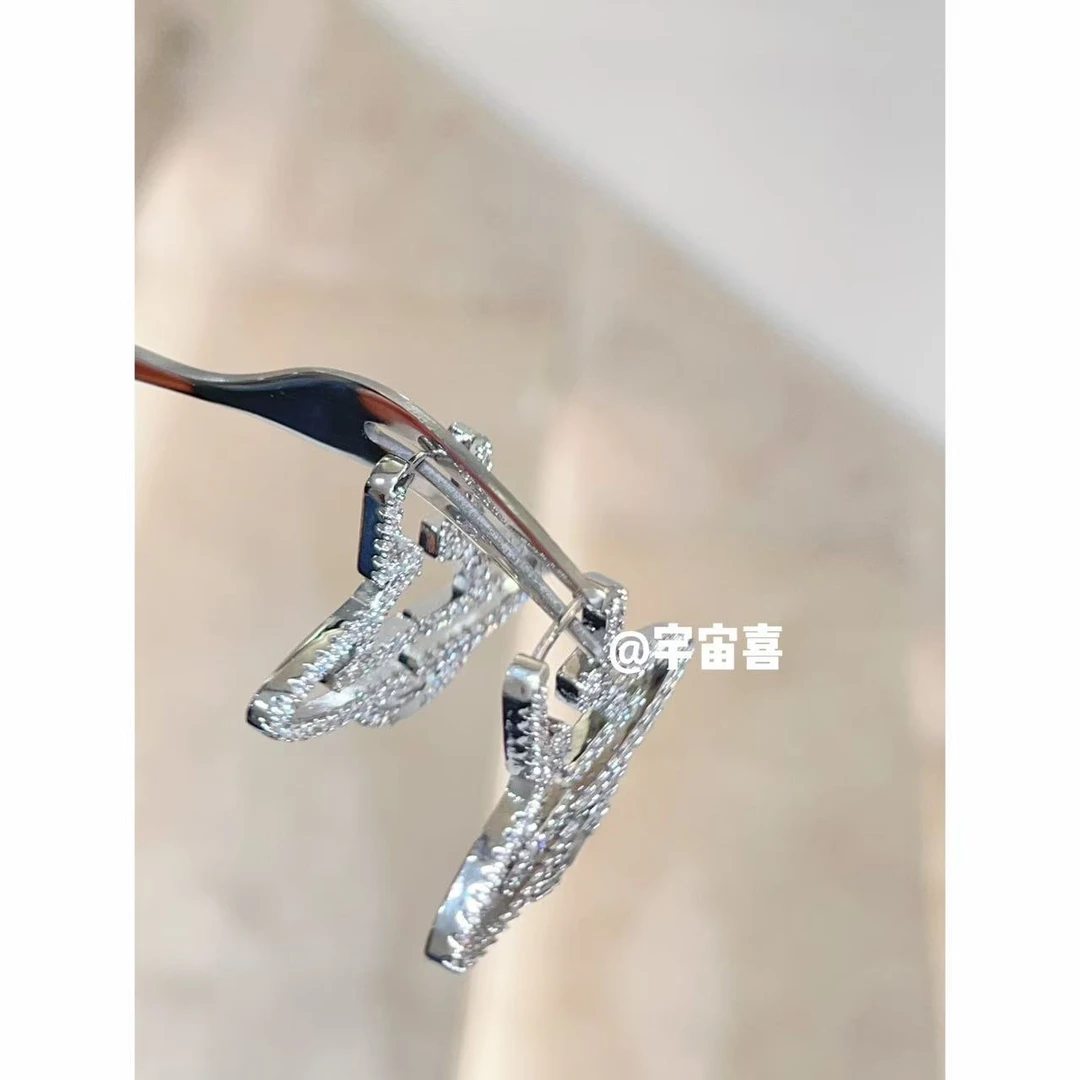 铜合金锆石耳饰  L3-004【白锆星球造型耳扣耳圈】