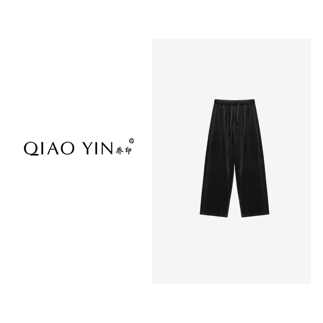 QIAO YIN"裤子“休闲裤秋女装设计师高腰直筒裤潮流QY28426