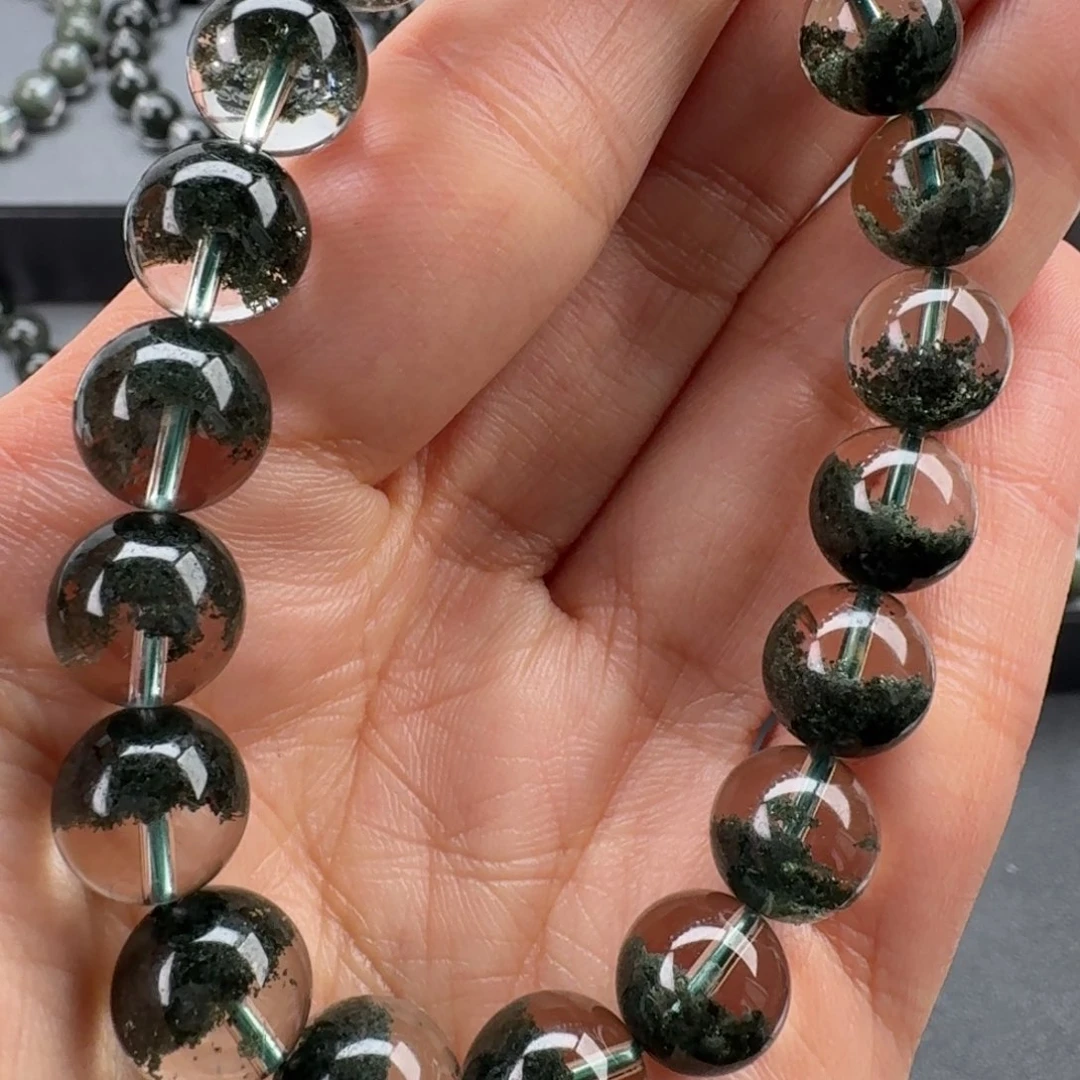 水晶未镶嵌手链天然绿幽灵聚宝盆毕业级