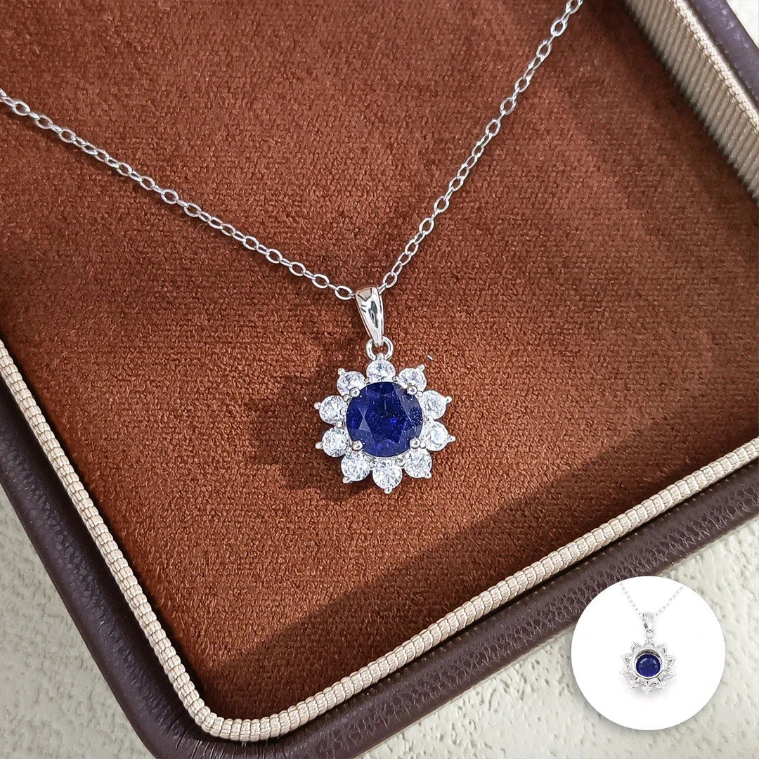 （定制款）蓝宝石 BZHF-008062【向日葵】S925银 贵气精致项链