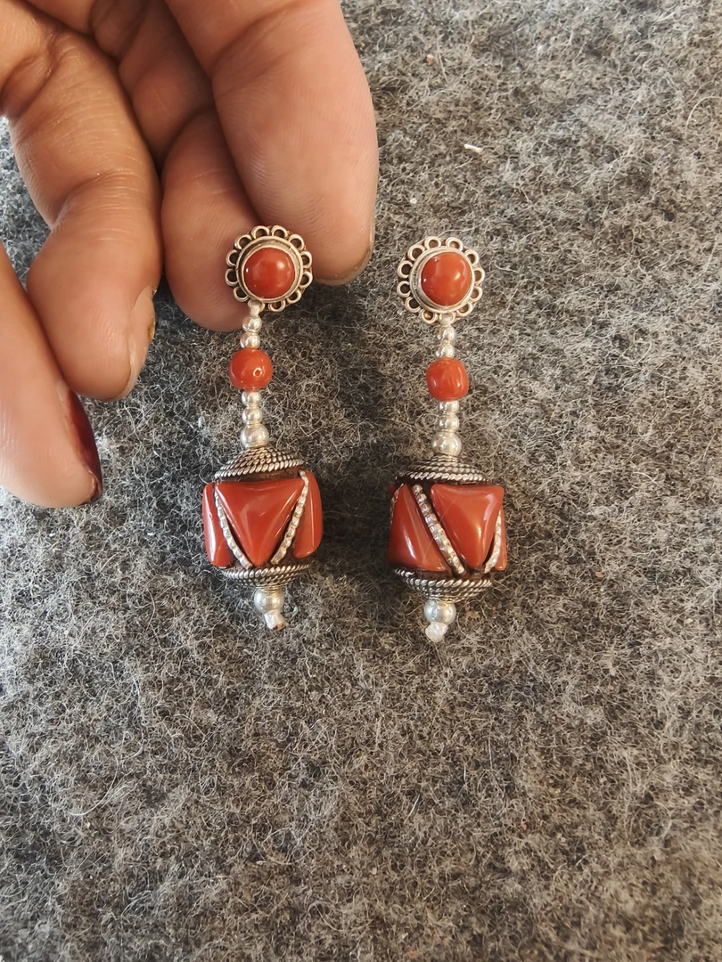 925银亚克力耳饰 尼泊尔纯手工耳环