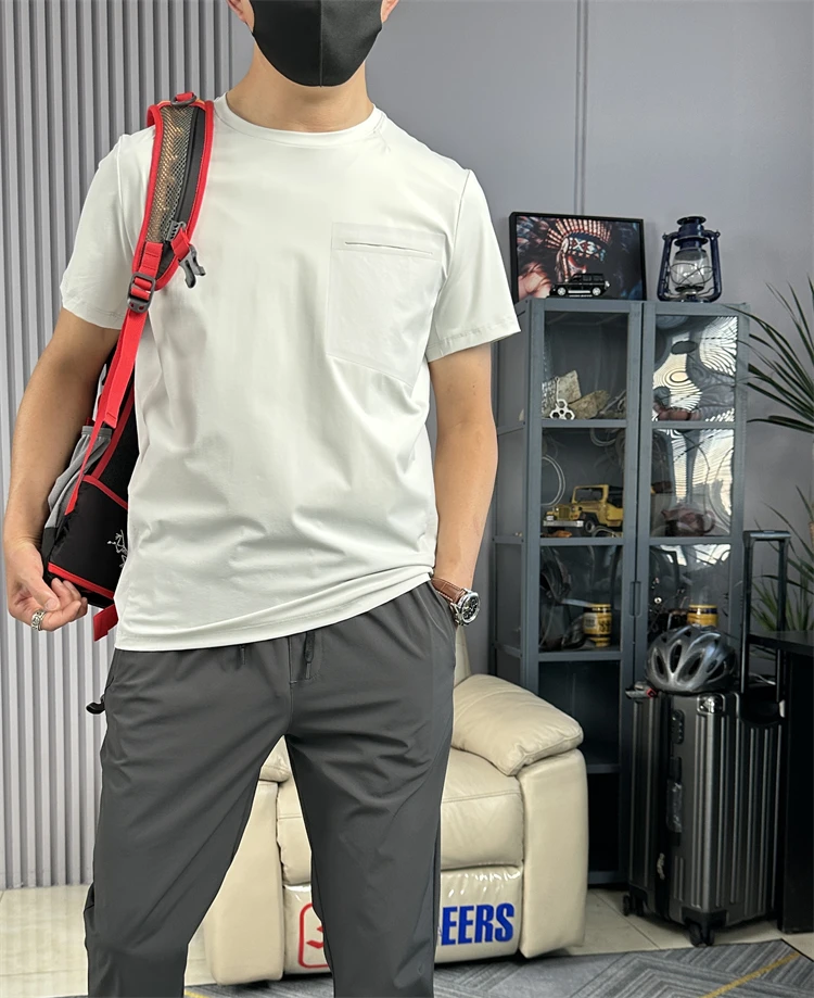 2808夏季新款休闲运动半袖男士圆领短袖冰感户外速干健身透气