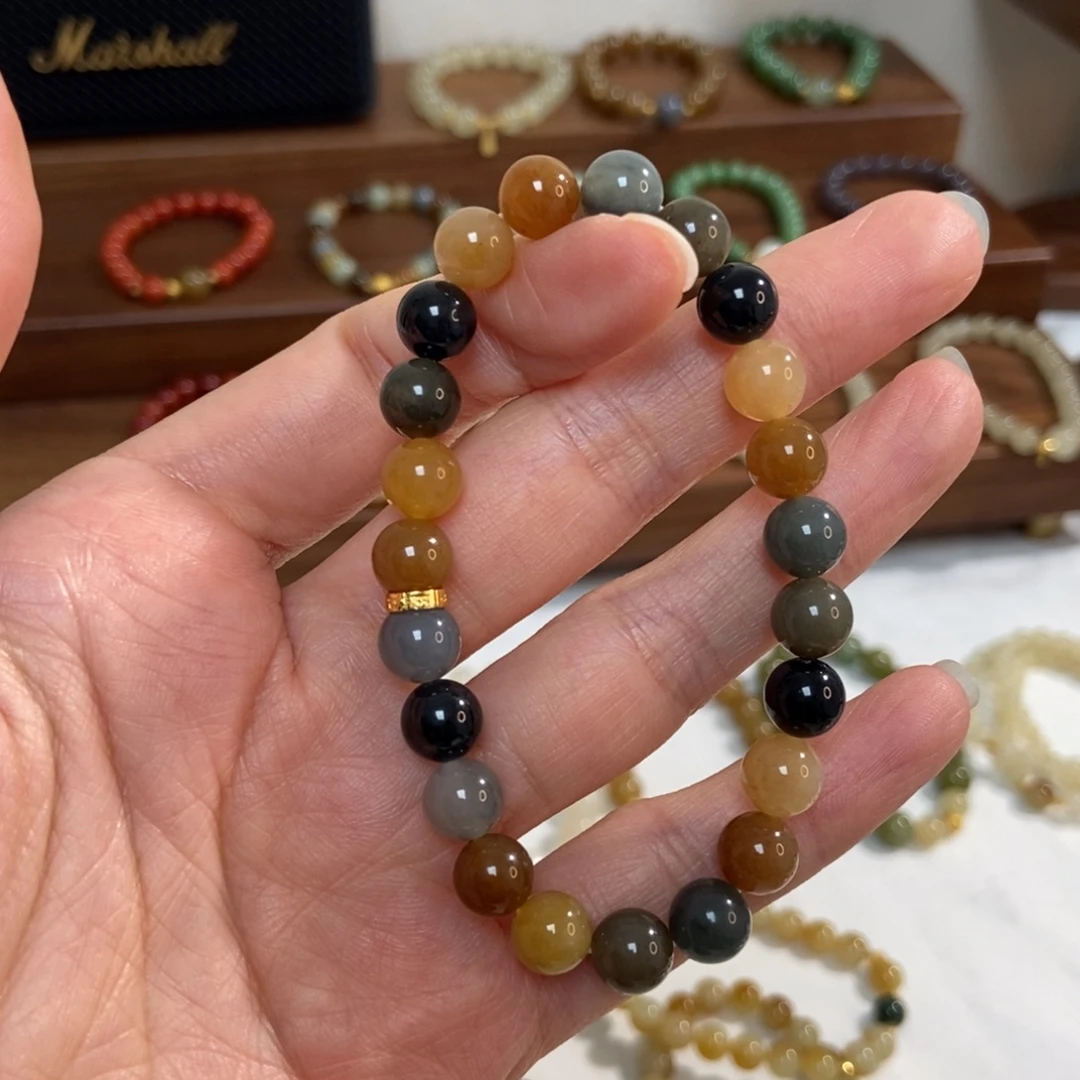 和田玉银S925镶嵌手链福利8mm楼兰微瑕