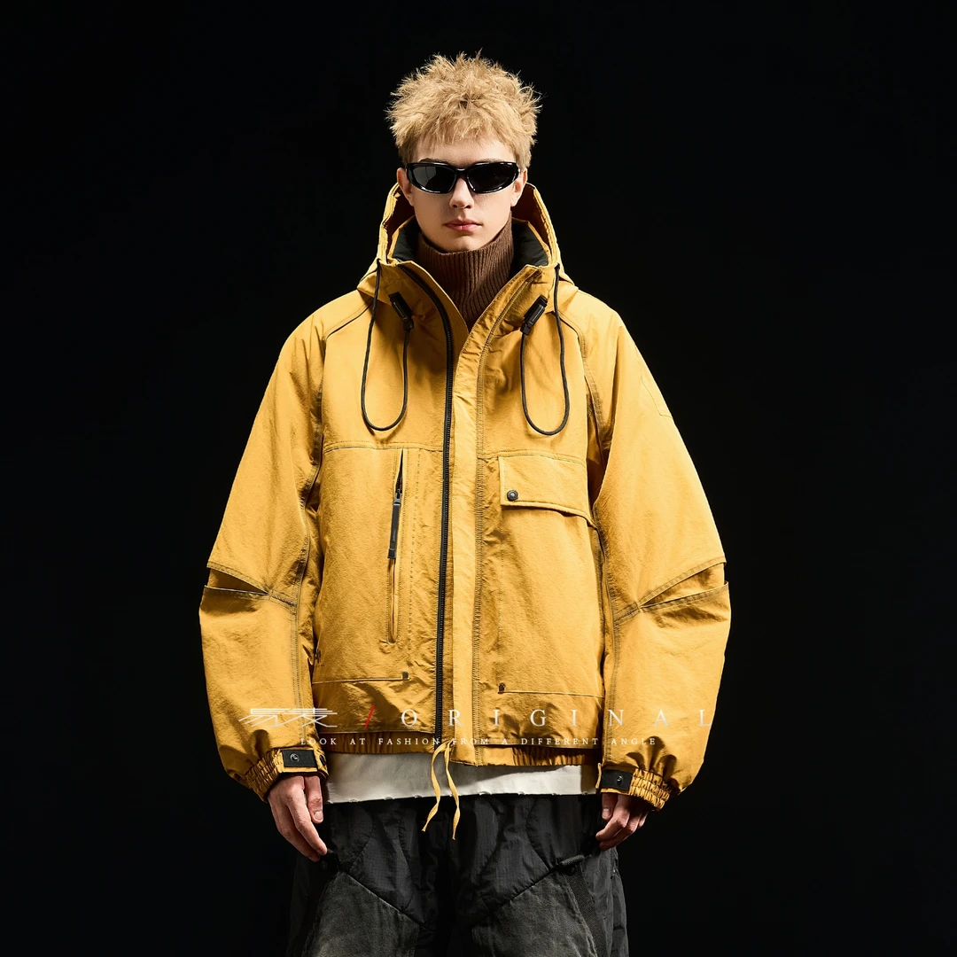 2025羽绒夹克工装风短款男韩版防水连帽常规253223