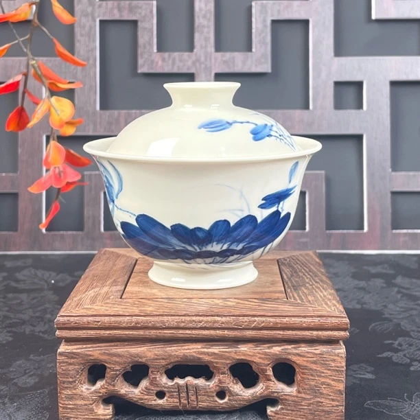 觅纤荷花小红鱼盖碗茶具-125毫升MQ365