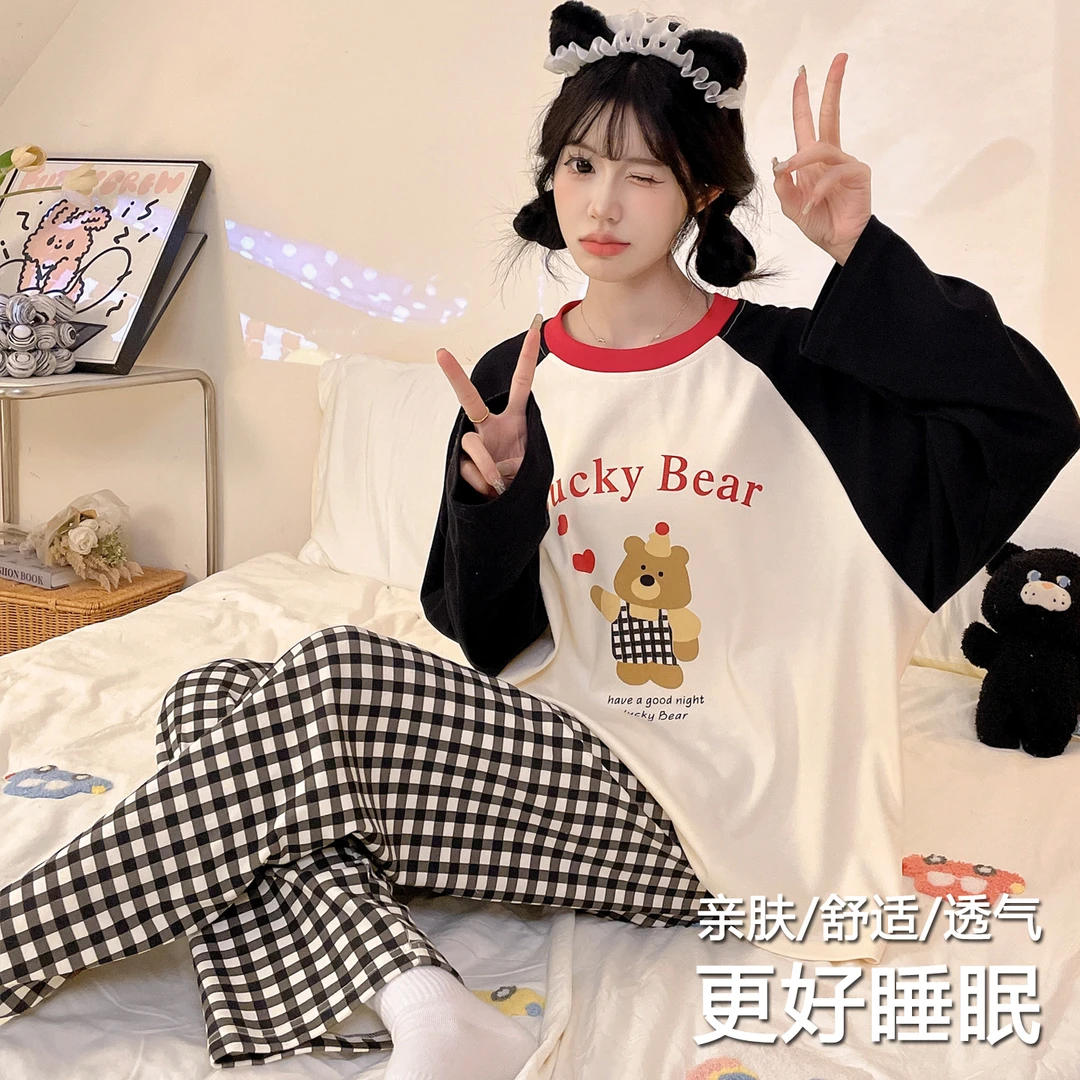 秋季睡衣女款爆款2025新款长袖春秋套装高颜值可外穿宿舍家居服冬