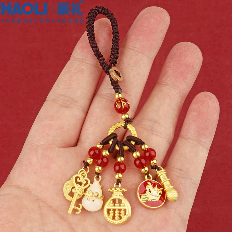 国潮珐琅彩复古金榜提名钥匙扣创意精致男女包包挂件手工编织挂饰