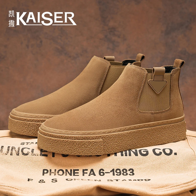 凯撒官方正版男鞋2025新款百搭时尚休闲马丁靴厚底增高一脚蹬短靴