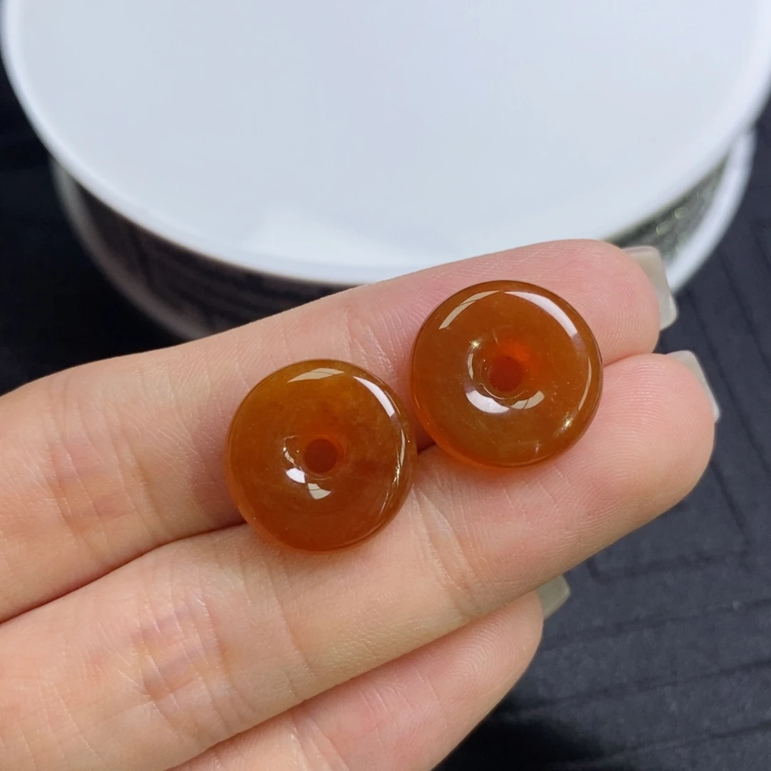 未镶嵌翡翠耳饰红翡平安扣