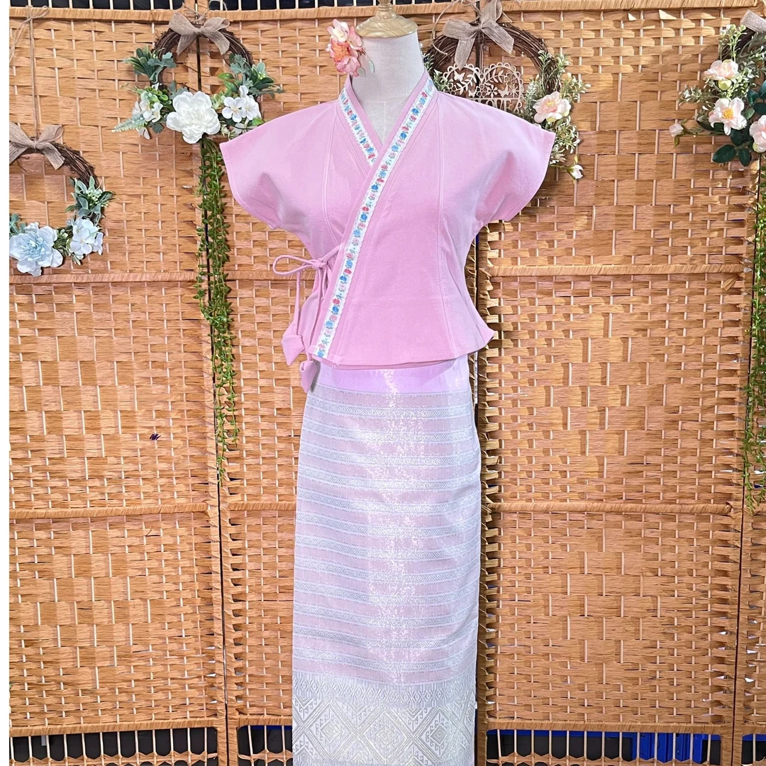 子依原创【诗中月】肌理感棉改良通肩袖春夏新款收腰上衣手工半身裙