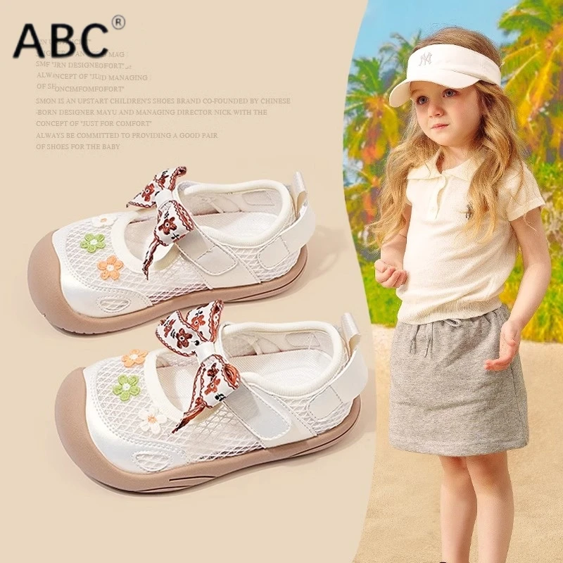 ABC2025夏季新款女童凉鞋儿童运动鞋小童公主鞋透气网面女宝宝鞋
