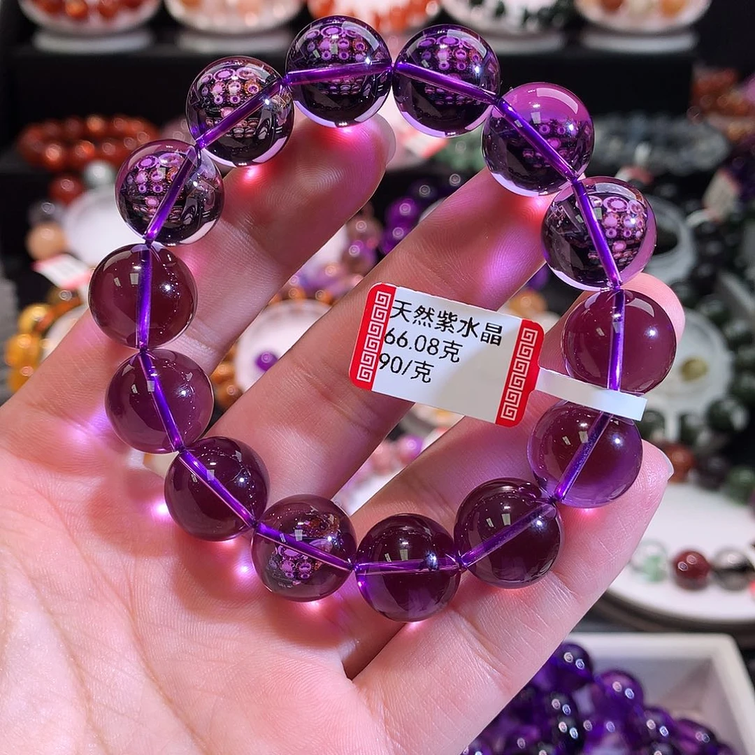 手链未镶嵌水晶巴西紫水晶仙女紫色全净体14.8+