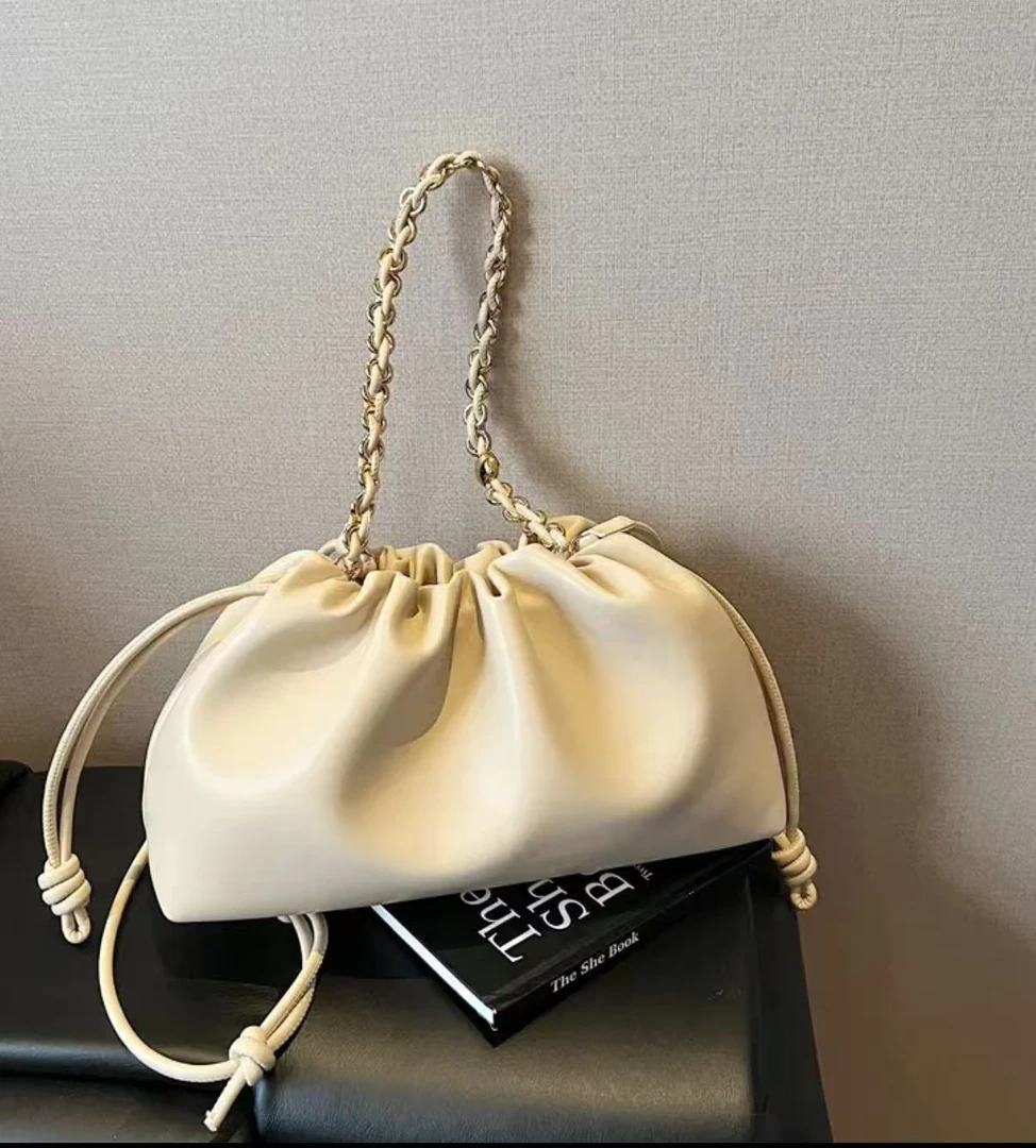 [YAO'S BAG]2025新款杨幂同款真皮抽绳链条福袋云朵包