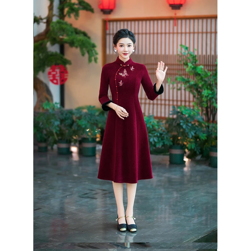 喜婆婆喜妈妈旗袍中式高贵婚宴装春款结婚喜服新款年轻妈妈婚礼服