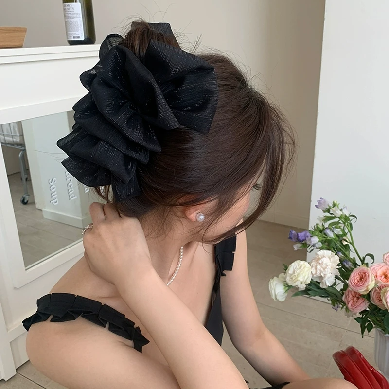 春夏云朵泡泡蝴蝶结抓夹女气质百搭高级感盘发鲨鱼夹发卡发饰