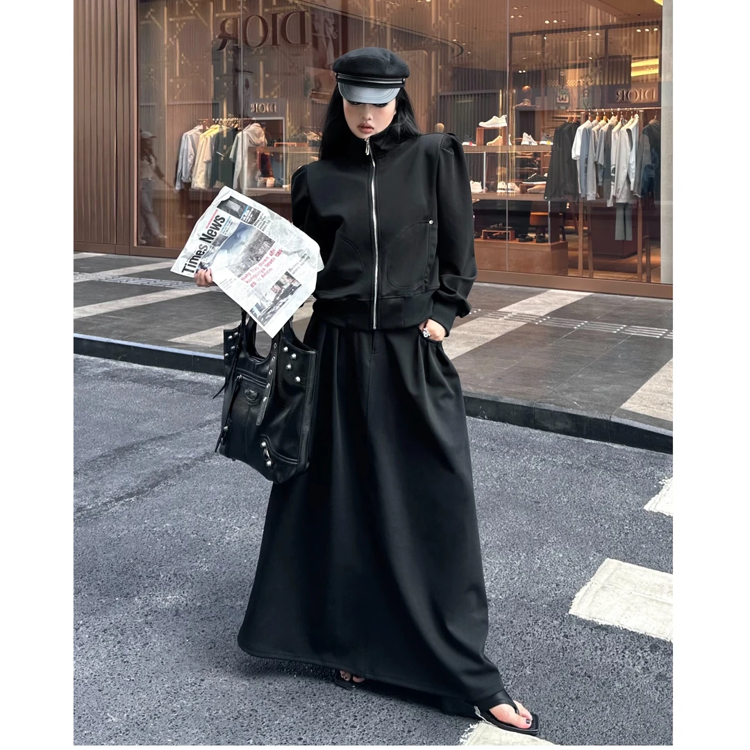 Blackgirl新款【暗黑美学】复古宫廷风暗黑风极简高级休闲运动套装