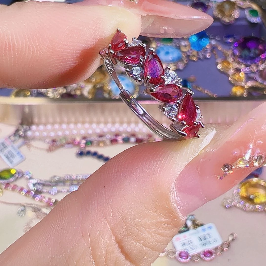 红宝石银S925镶嵌红宝石