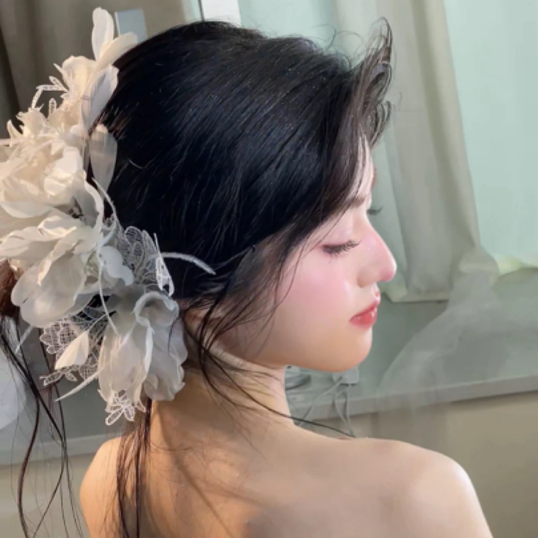 7960“一见白翎”白色羽毛晨袍对夹