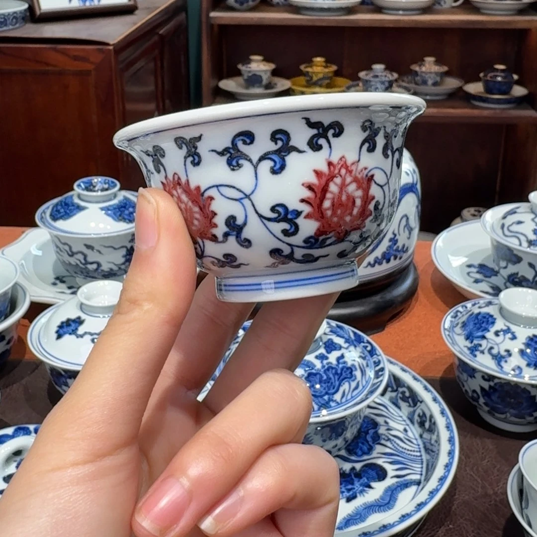 青花雯华堂手绘杯杯