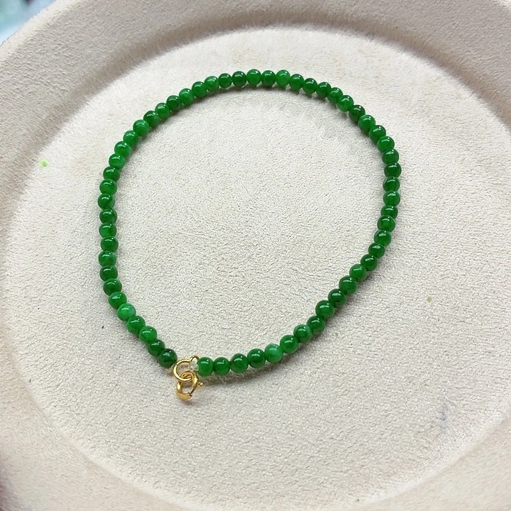 翡翠18K金镶嵌手链天然缅甸翡翠A货 卡3