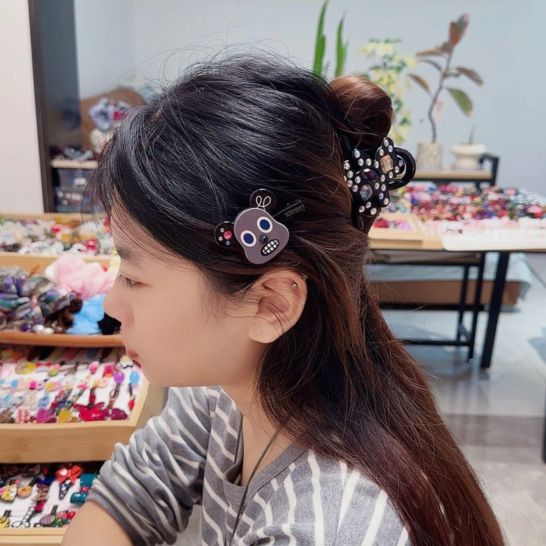 非金属树脂阿兹娜灰色熊发夹