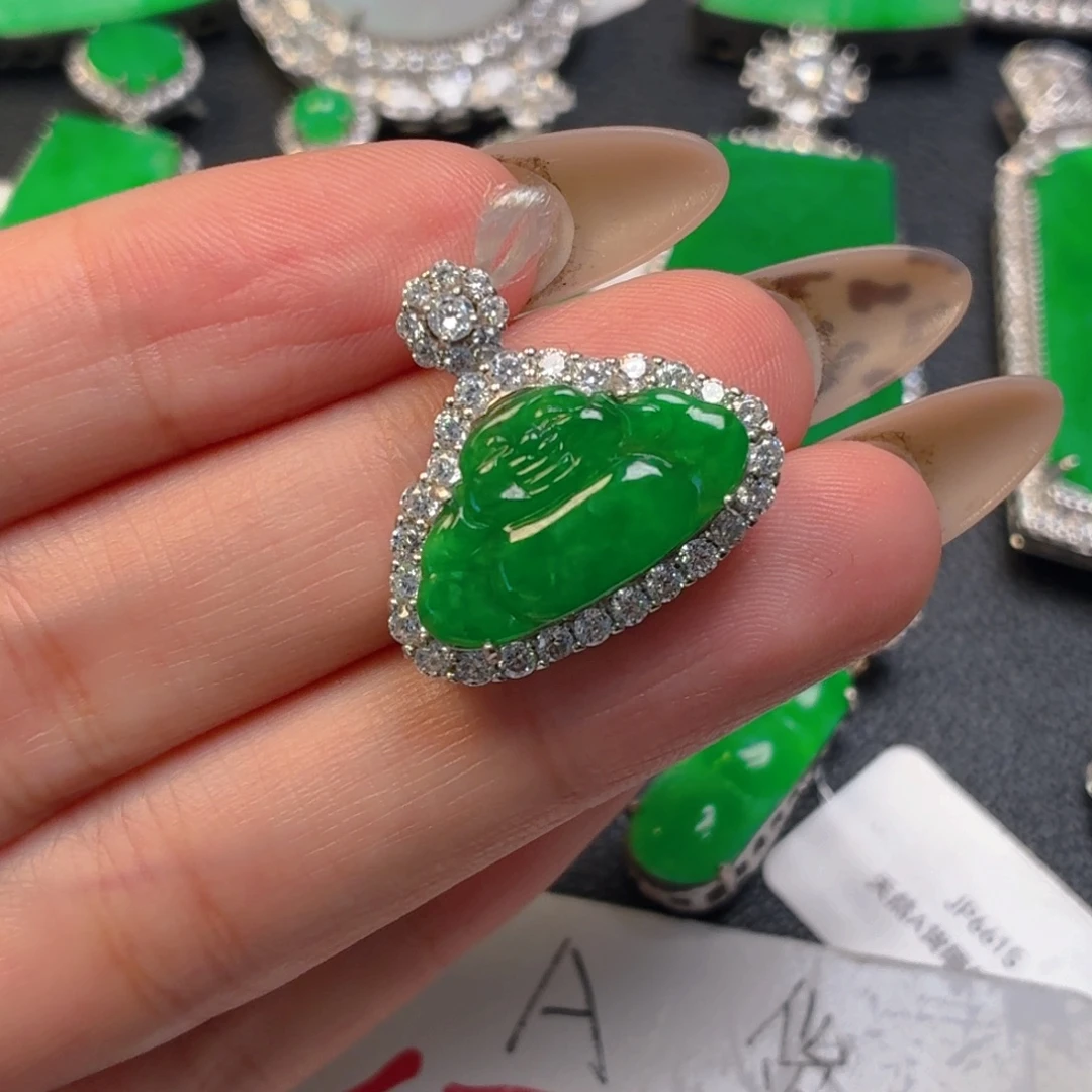 翡翠银S925镶嵌吊坠(不含链)