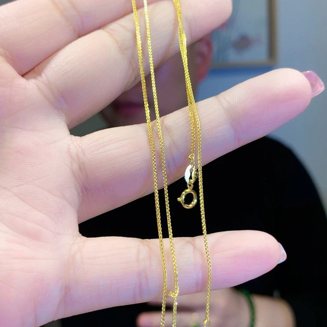 和田玉（碧玉）颈饰银S925镀金镶嵌