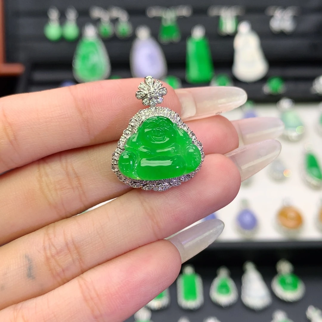 翡翠18K金镶嵌吊坠(不含链)