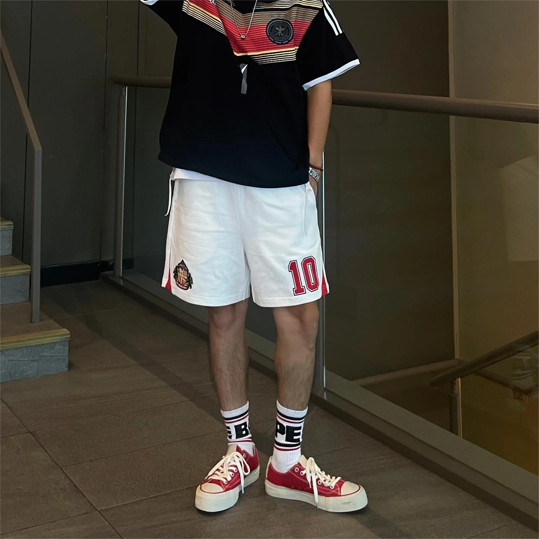 A【刺绣】足球俱乐部男士短裤青年四分运动休闲中裤简约重磅棉感