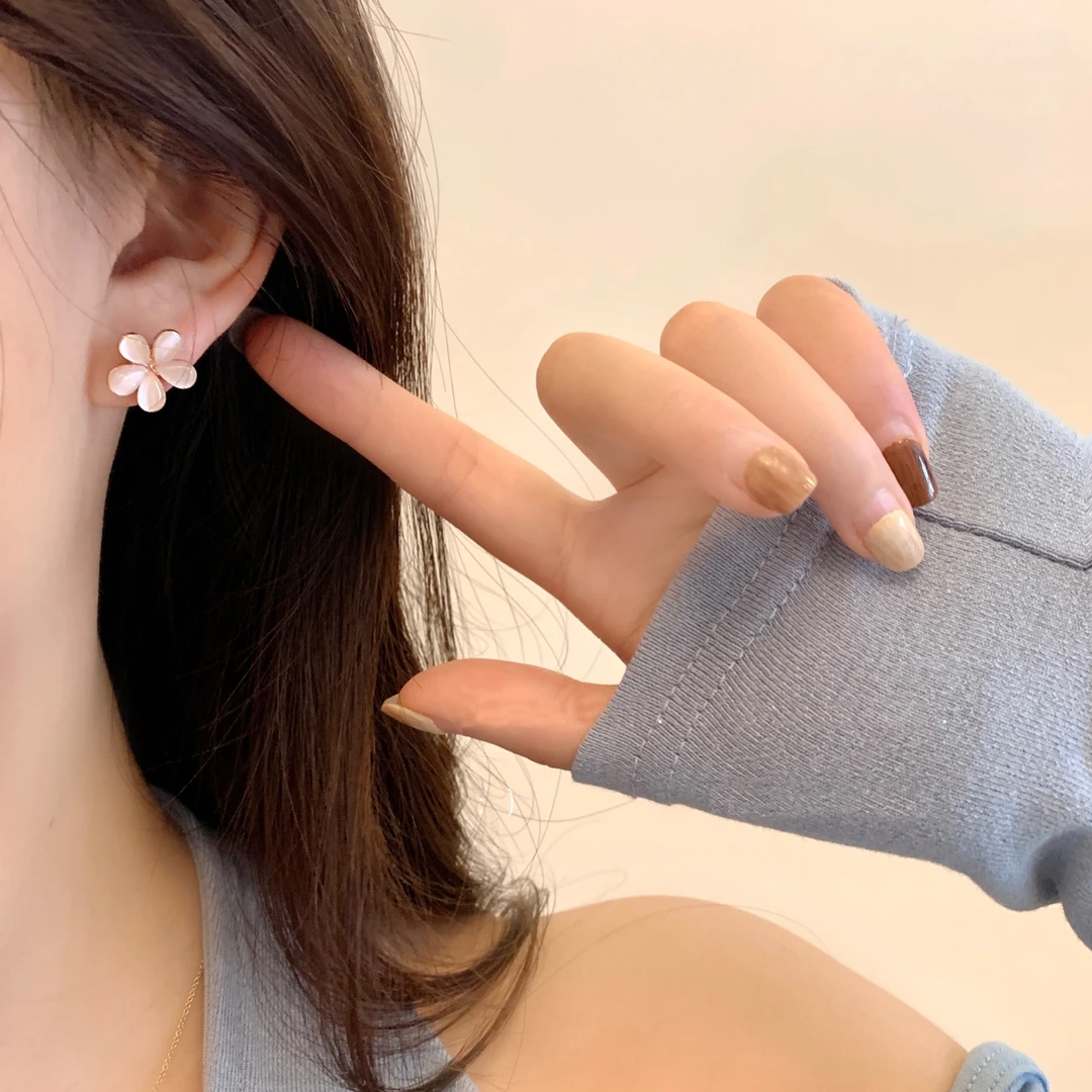 日韩马眼石花朵耳钉夏天简约百搭耳环高级感耳饰2022年新款潮