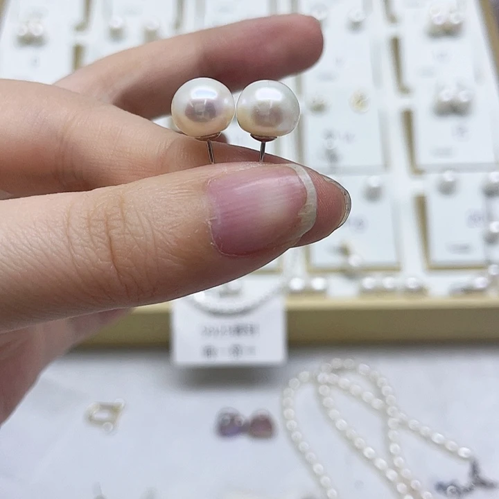 淡水珍珠耳饰银S925镶嵌冰*莲