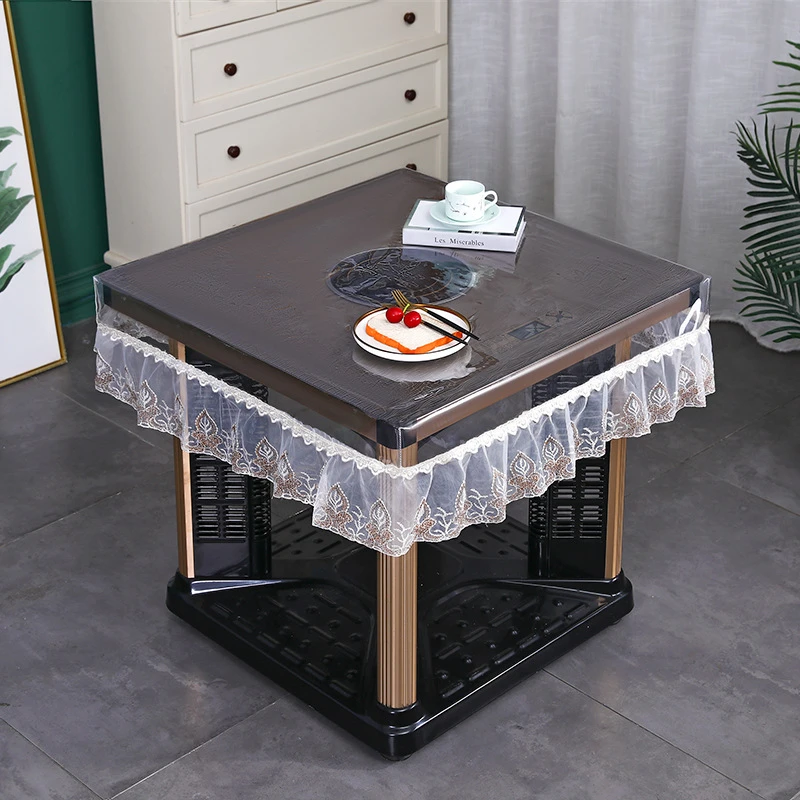 正方形长方形烤火桌罩防水套PVC防水防油免洗台布桌罩麻将机茶几