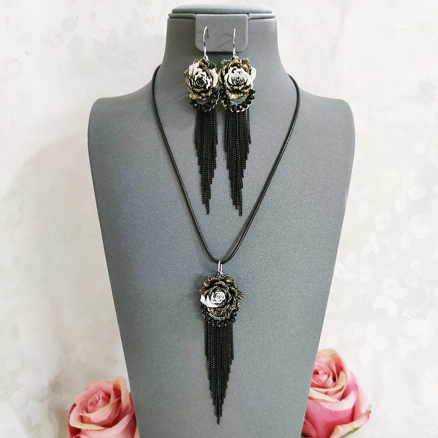 铜合金项链 民族风复古手工项链套装耳坠饰品1844