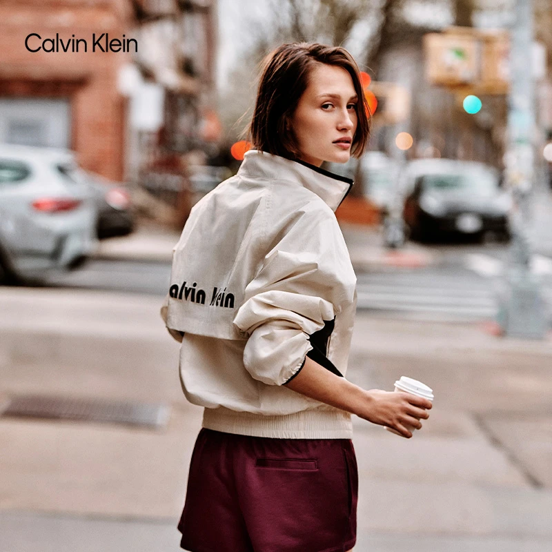 CK Jeans25早秋新款女士户外休闲运动撞色镶边立领单夹克