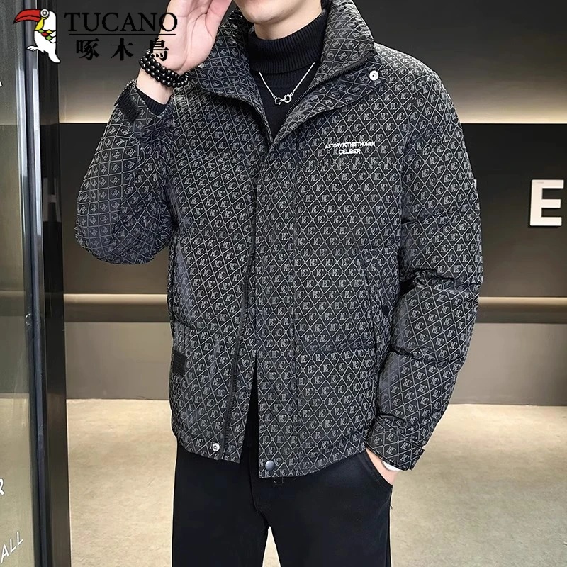 TUCANO/啄木鳥轻奢保暖外套高档男士冬季老花复古风帅气立领外套