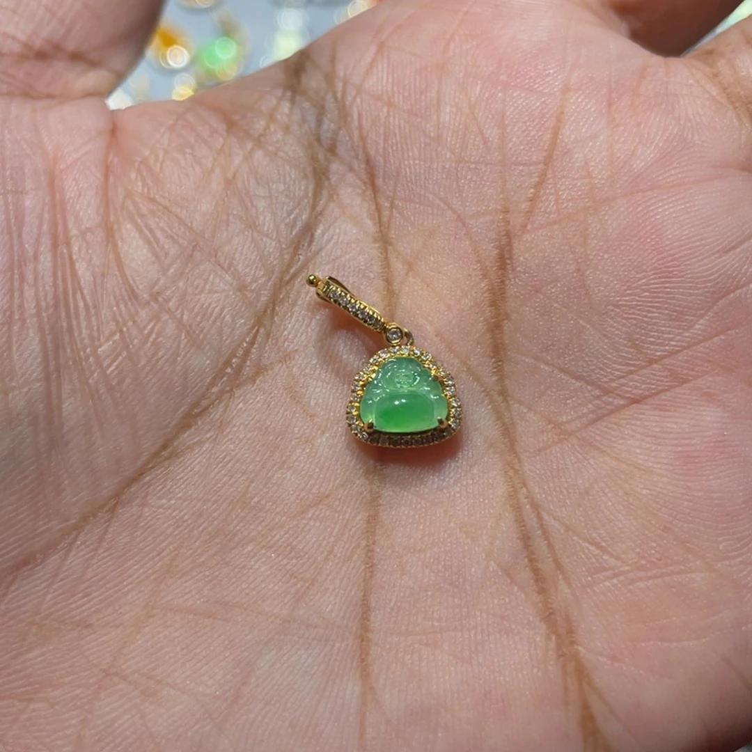 吊坠(不含链)18K金镶嵌翡翠