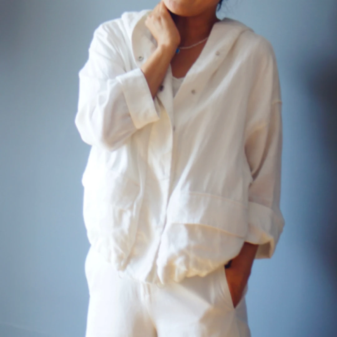 2025春夏新款 亚麻休闲连帽夹克外套