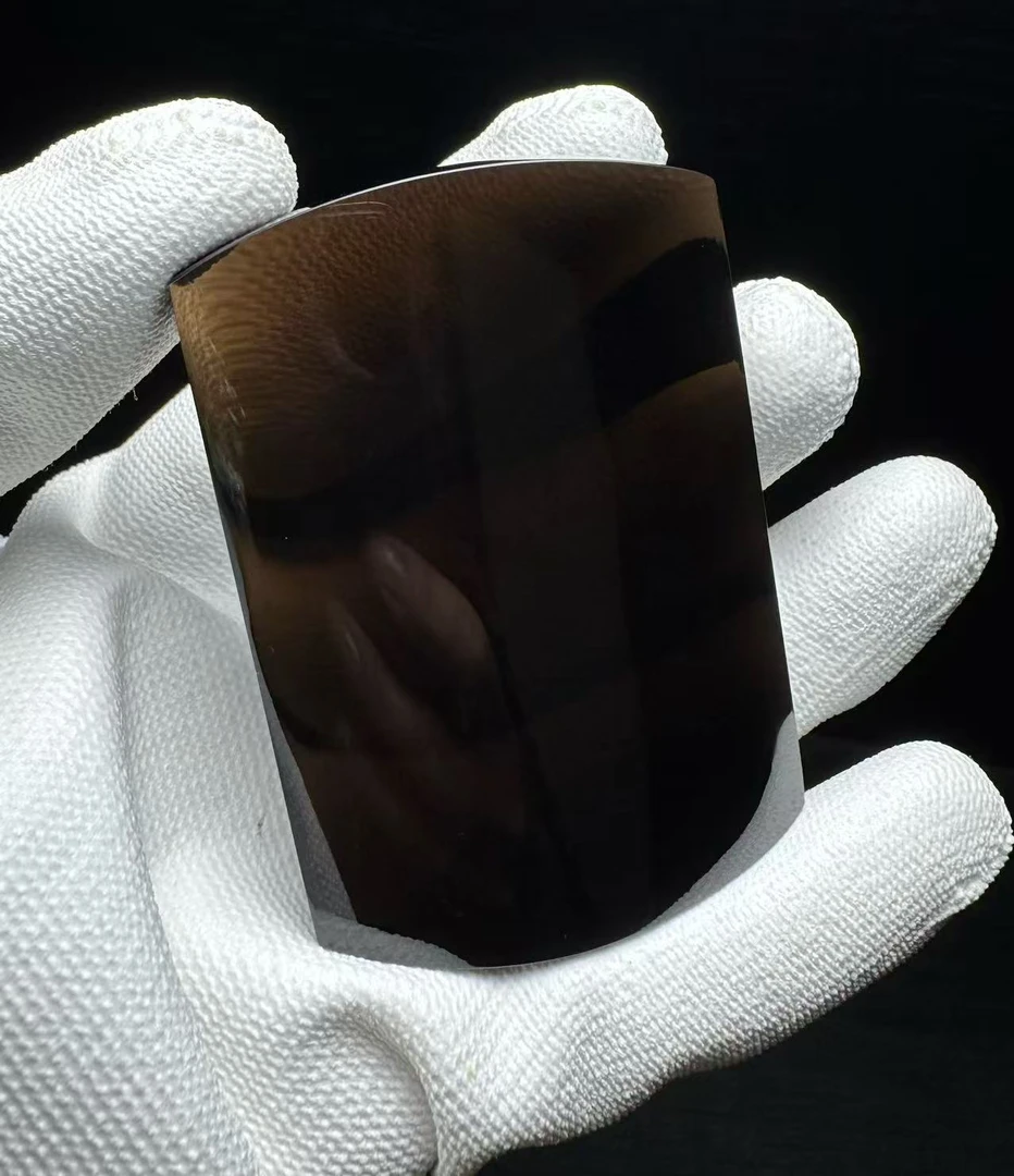 天然黑茶色无事牌吊坠晶体通透