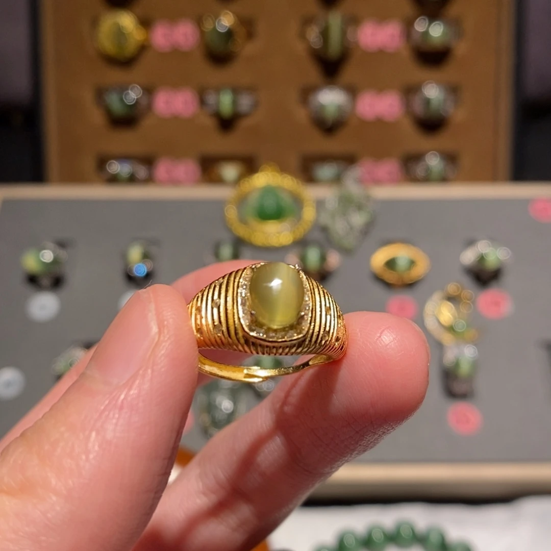 和田玉银S925镶嵌戒指