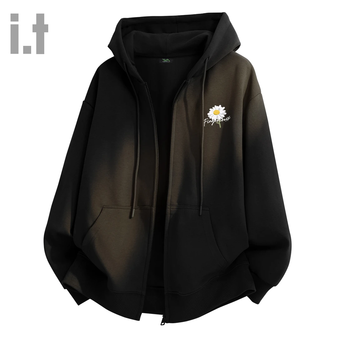 it FINGERCROXX连帽卫衣外套女2025新款秋季潮牌oversize黑色上衣