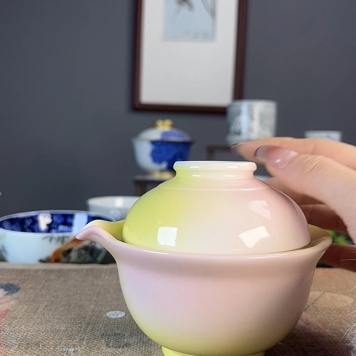 摆件景德柴烧茶杯多人